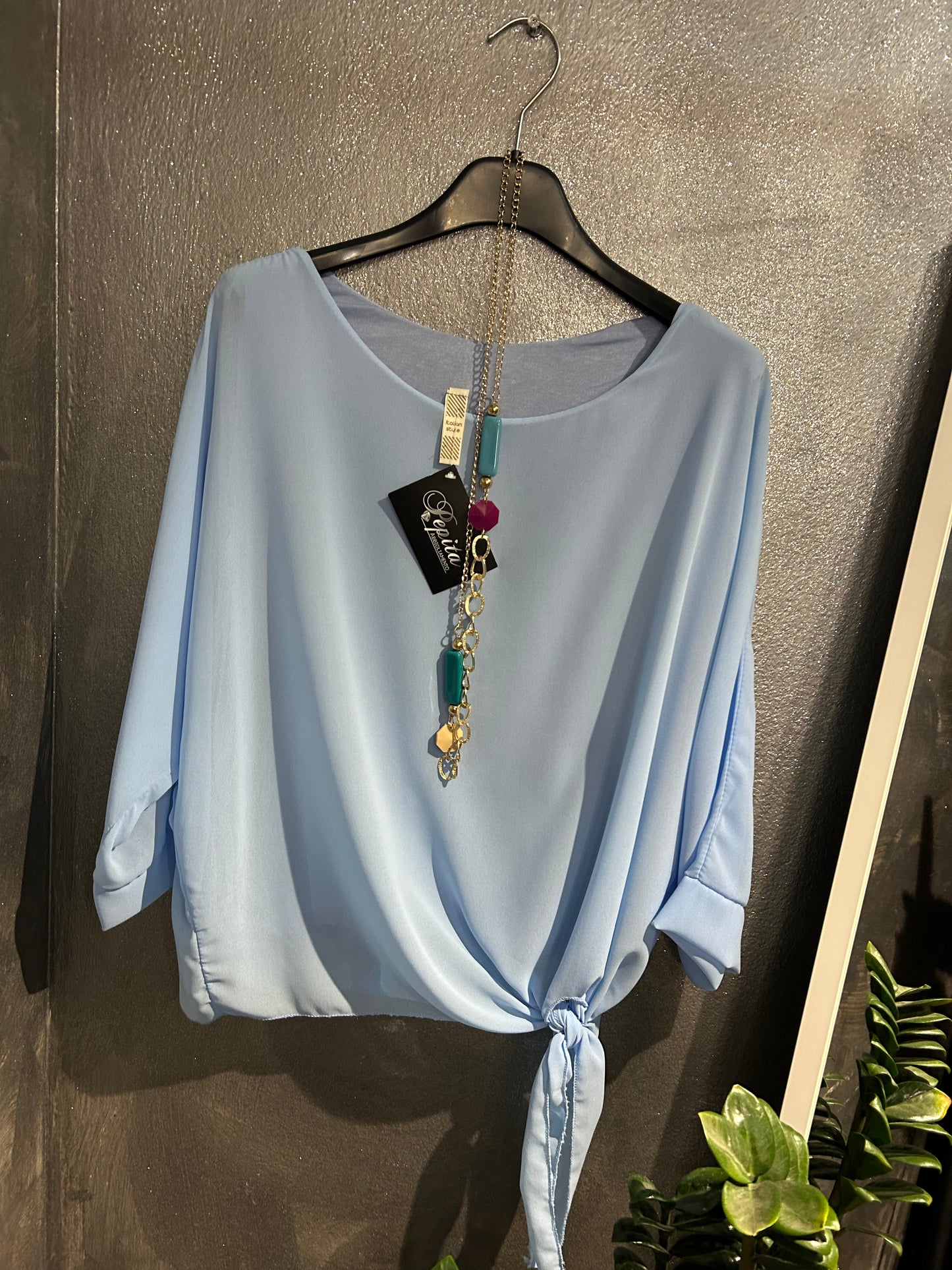 BLUSA DELIA NODO AZZURRA