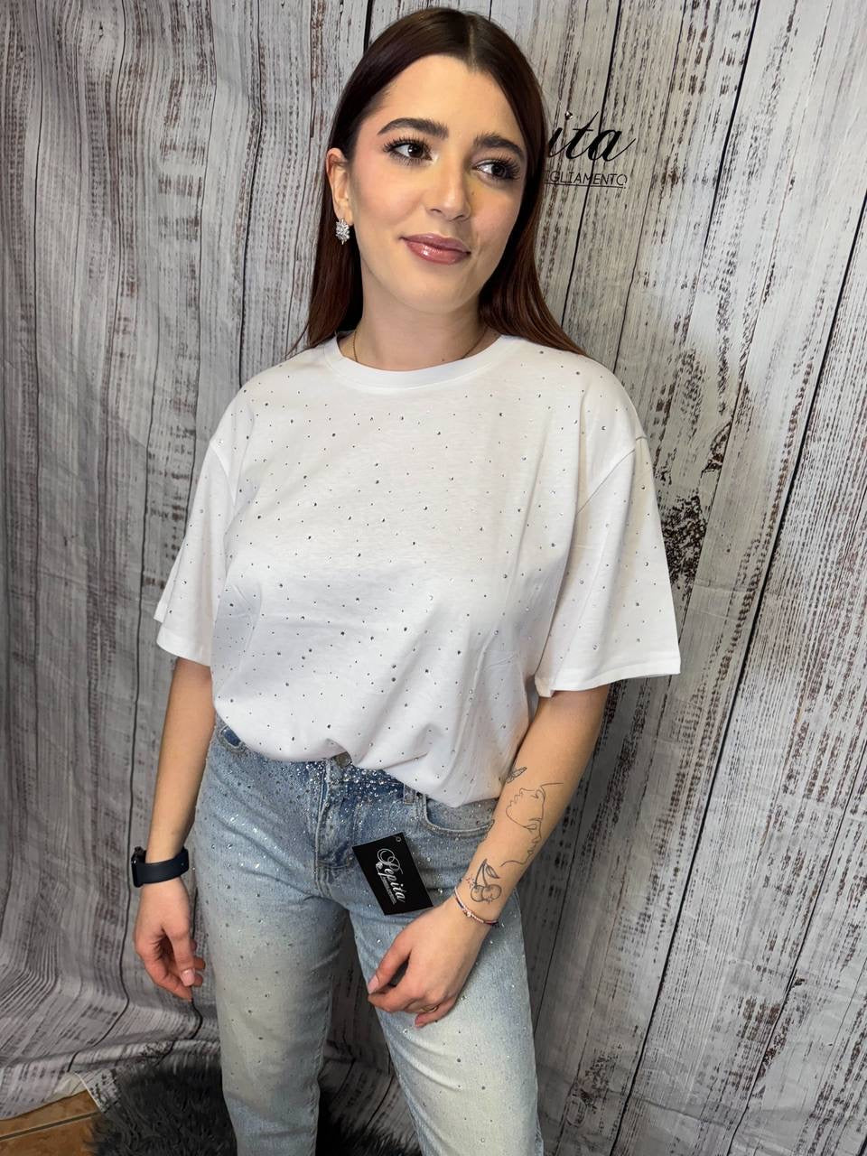 T-SHIRT DALIA CRISTALLI BIANCA