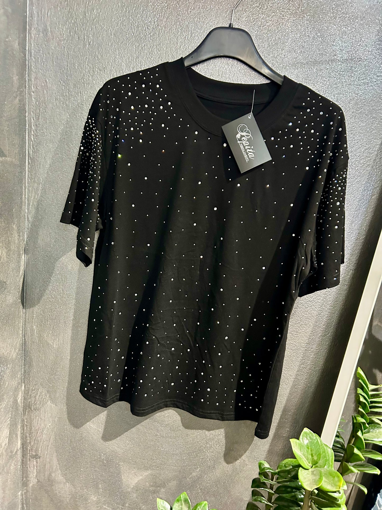 T-SHIRT DALIA CRISTALLI NERO