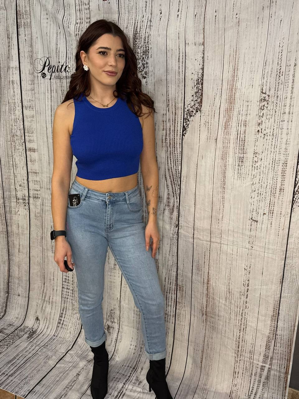 TOP BASIC CROP BLU