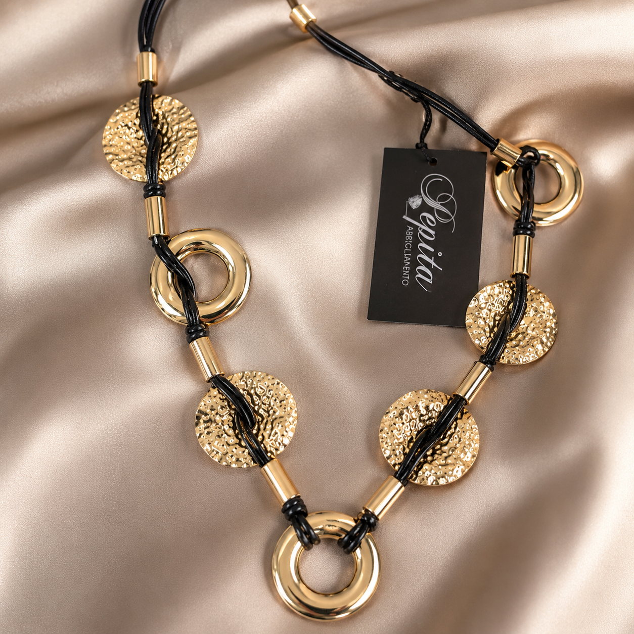 Collana Cerchi Nera&Oro