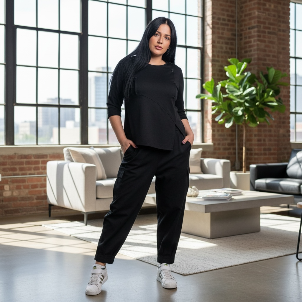 Pantalone Harem Cargo Nero