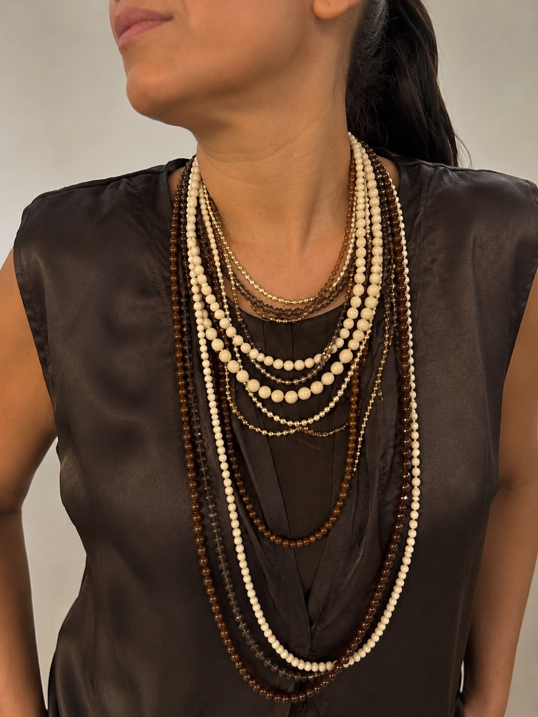 Collana Perle Marrone