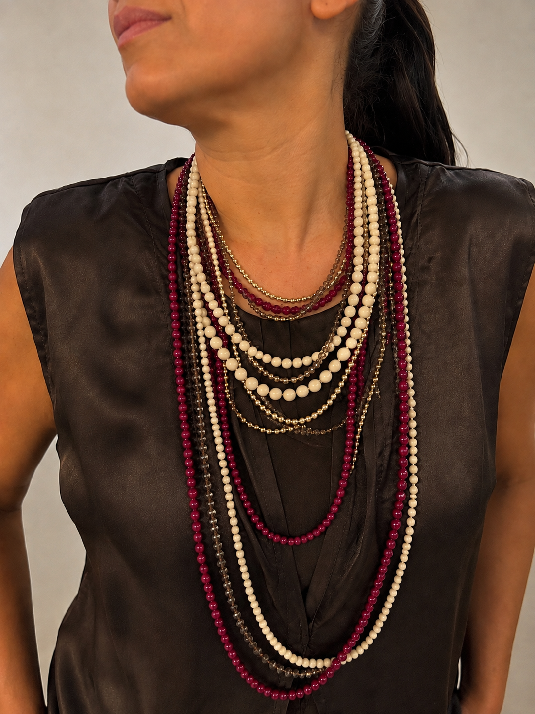 Collana Perle Bordeaux