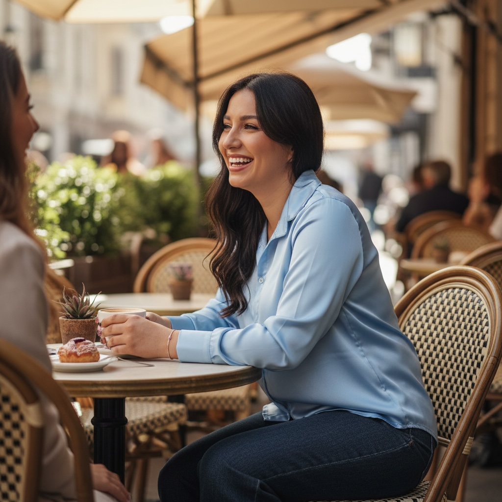 Camicia raso Azzurra