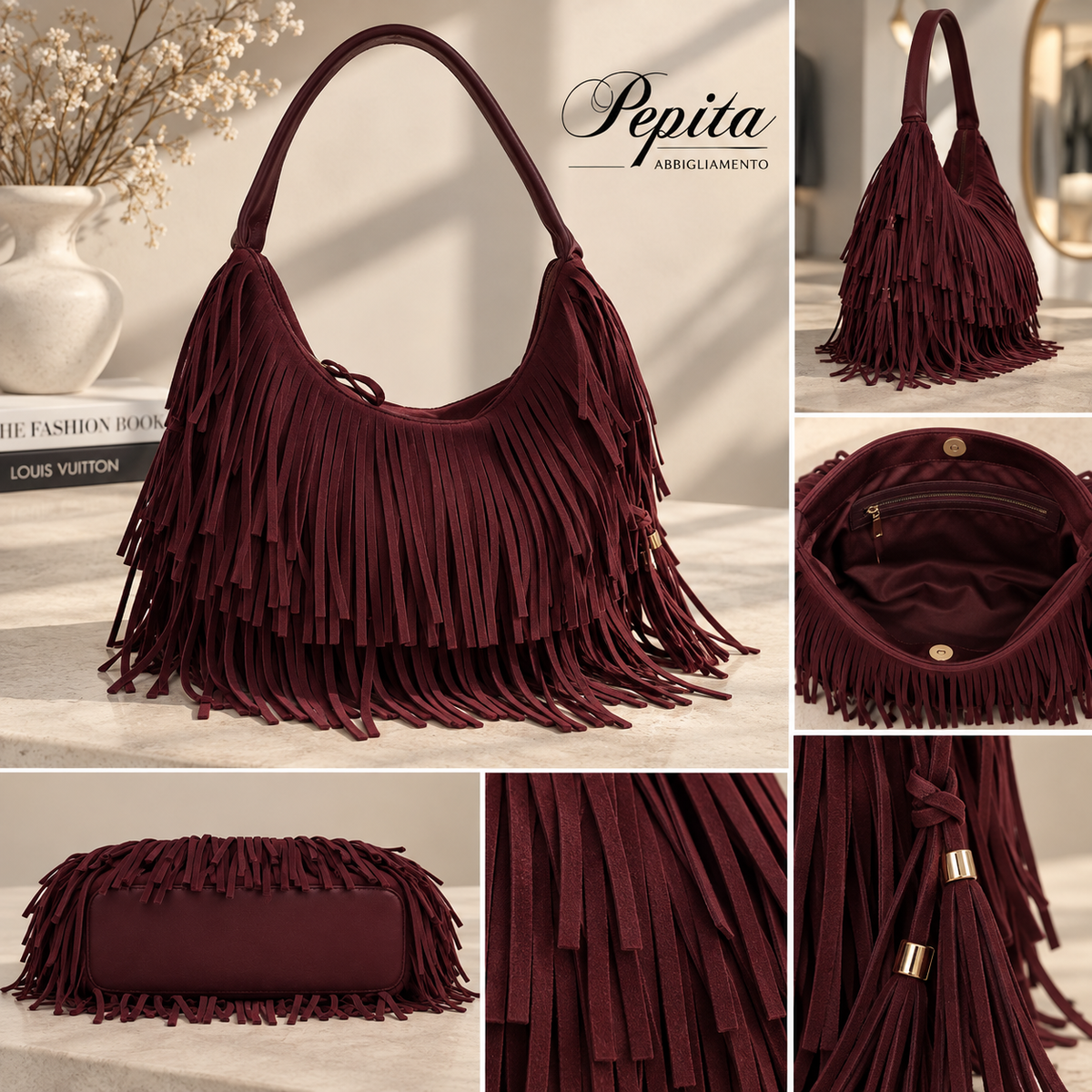 Borsa Frange Bordeaux
