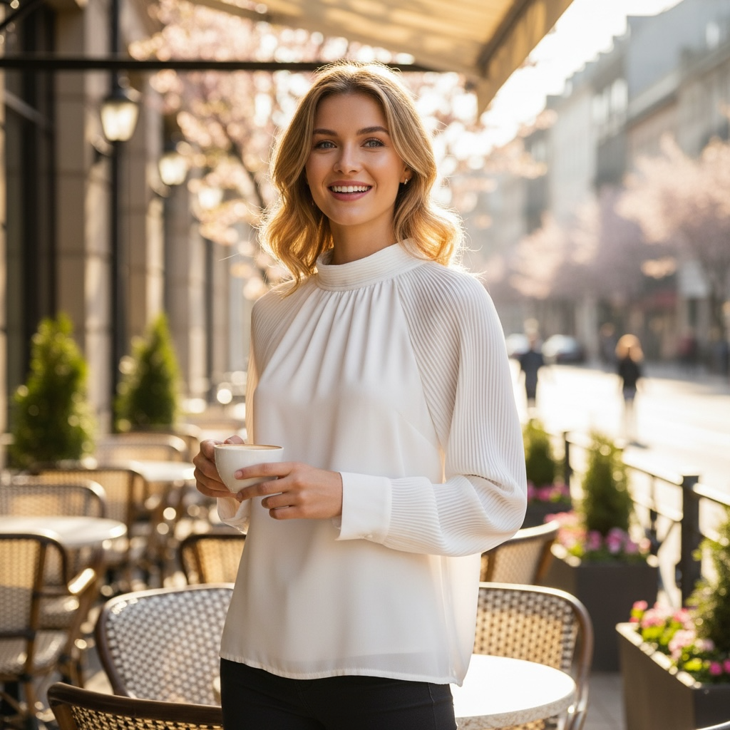 Camicia Plissè Bianca